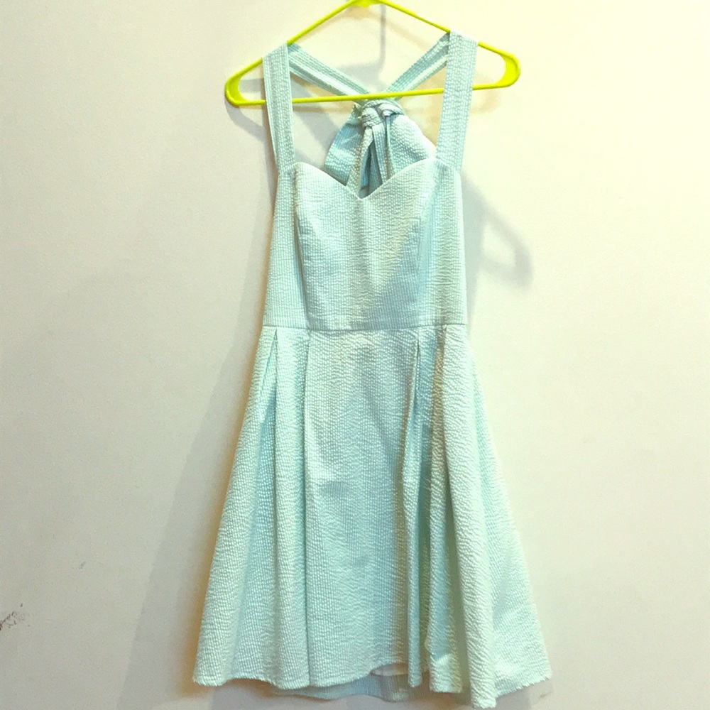 Mint and white pinstriped sundress